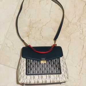 Carolina Herrera Navy/ Cream/ Red Crossbody Satchel - Like New!